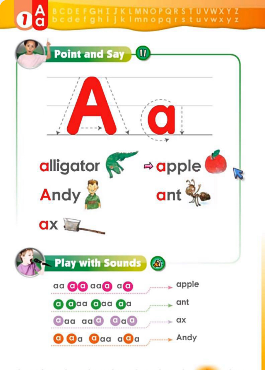 字母 A a 的音与形 · Point and Say