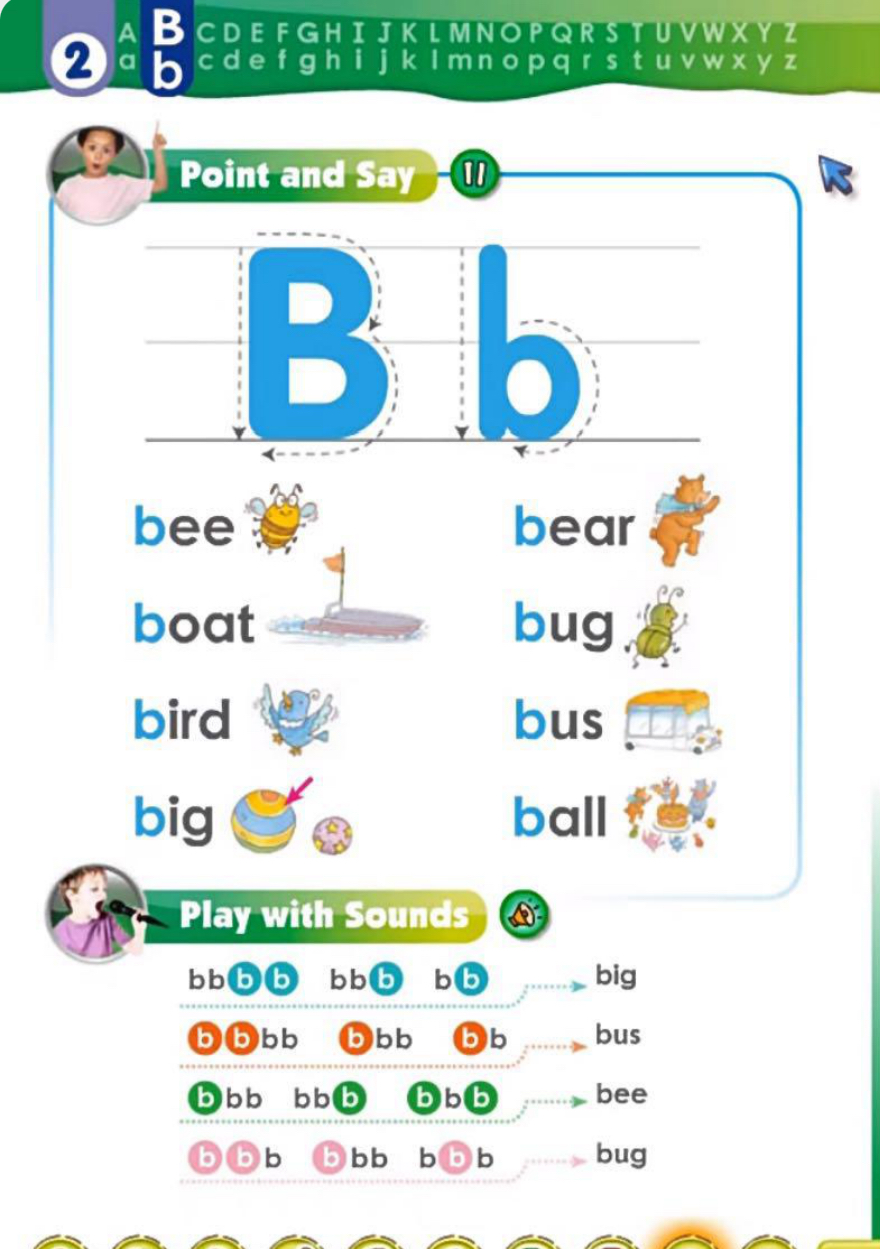 字母 B b 的音与形 · Point and Say