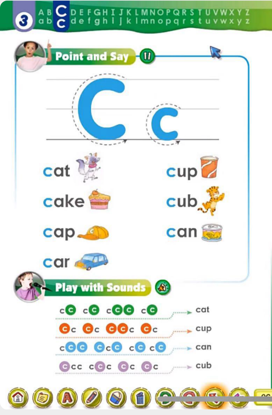 字母 C c 的音与形 · Point and Say