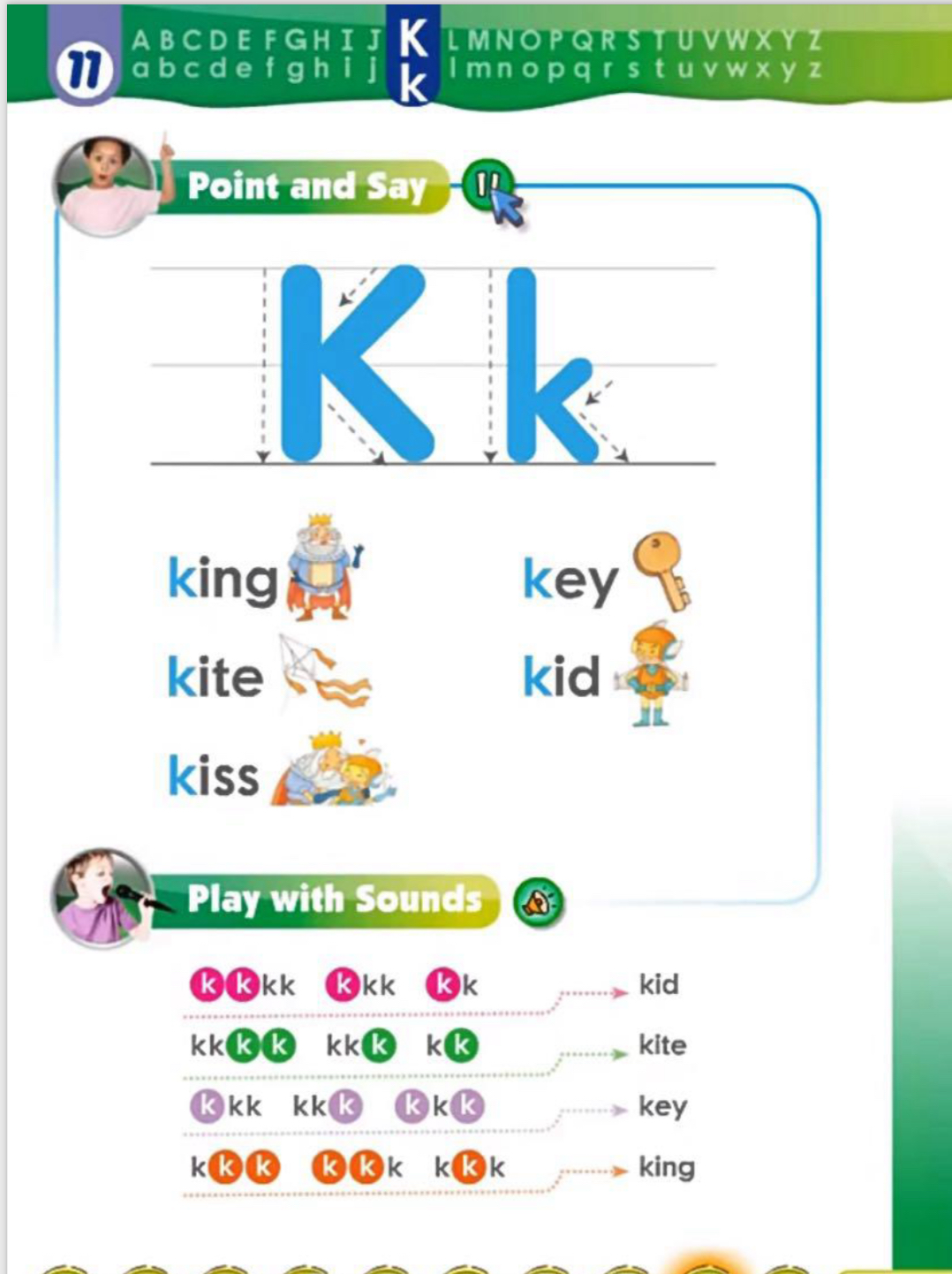 字母 K k 的音与形 · Point and Say