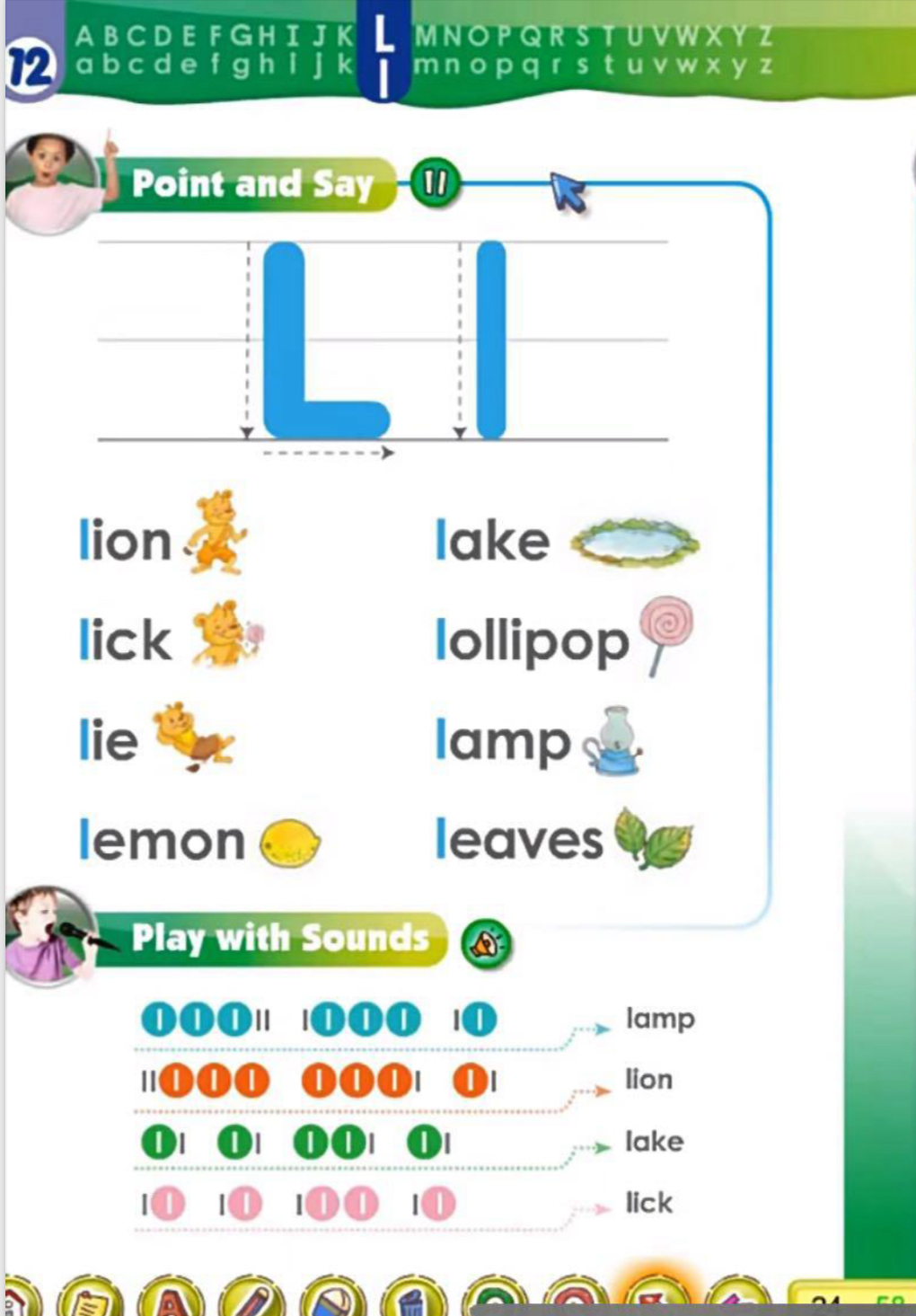 字母 L l 的音与形 · Point and Say