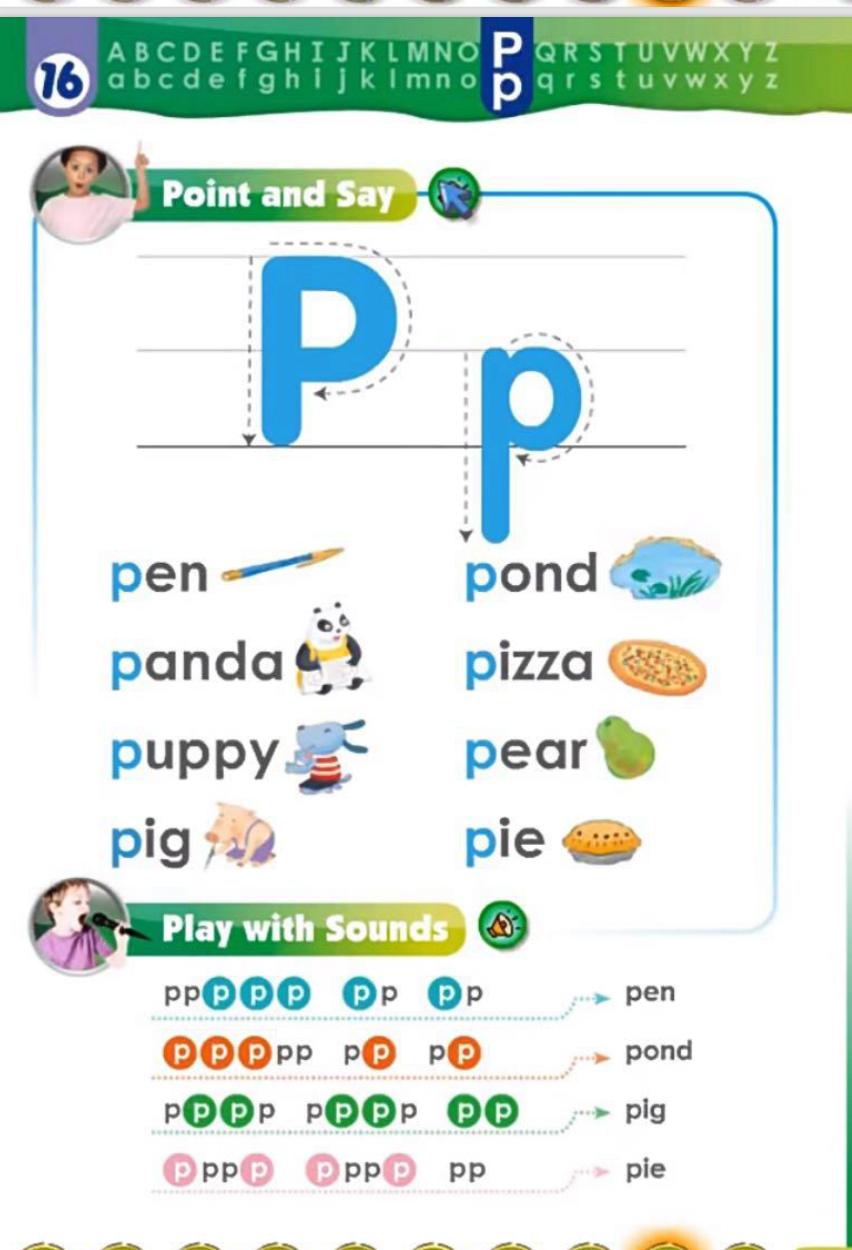 字母 P p 的音与形 · Point and Say