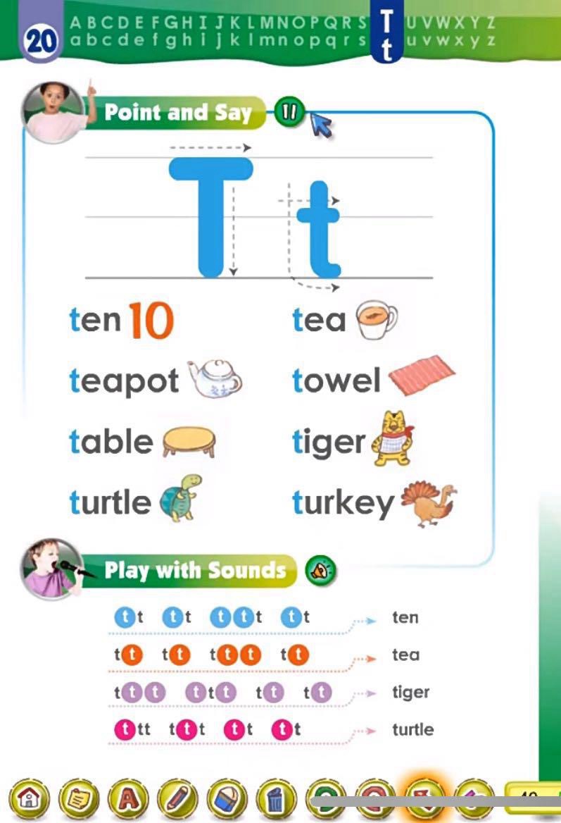 字母 T t 的音与形 · Point and Say