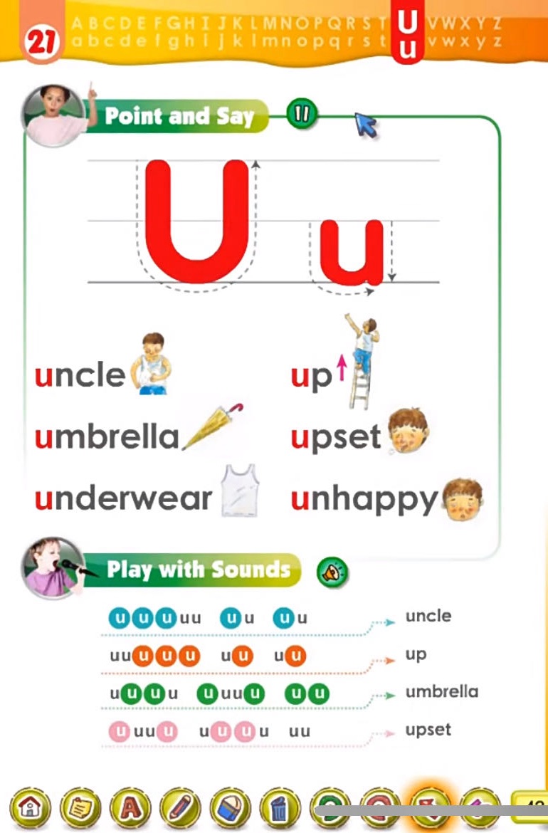 字母 U u 的音与形 · Point and Say