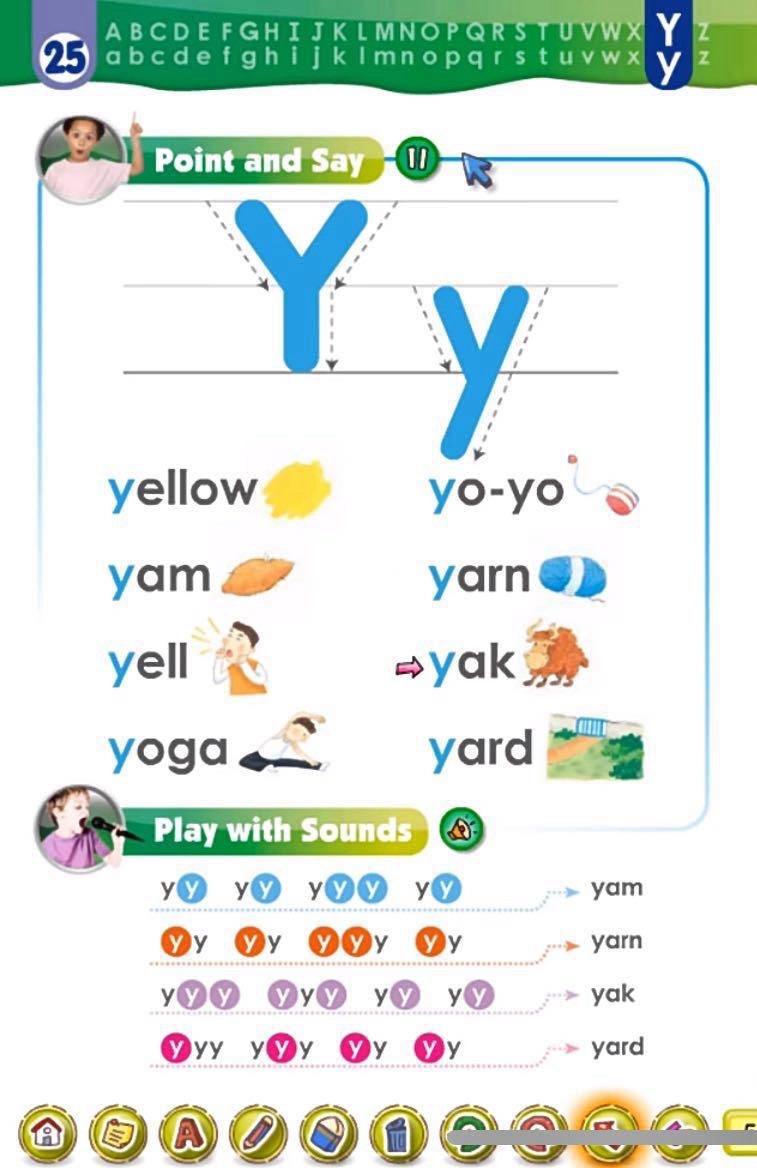 字母 Y y 的音与形 · Point and Say